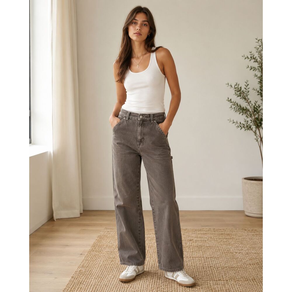 Levi's Women Dad Jeans 25 Brown Gray Faded Grunge Workwear Carpenter straight
